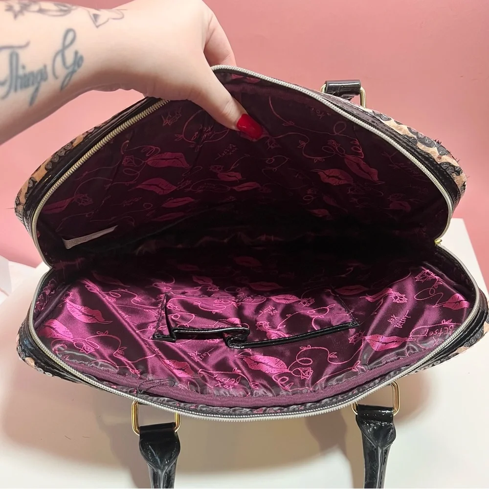 Y2K 2000s mcbling leopard sequins Betsey Johnson laptop case bag